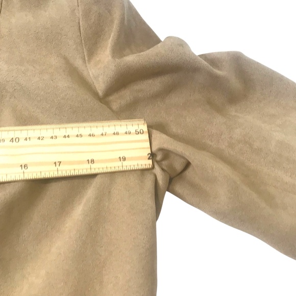 Lindor Women’s Tan Faux Suede Jacket/Button- Front Collared Blazer 14 - Picture 5 of 10